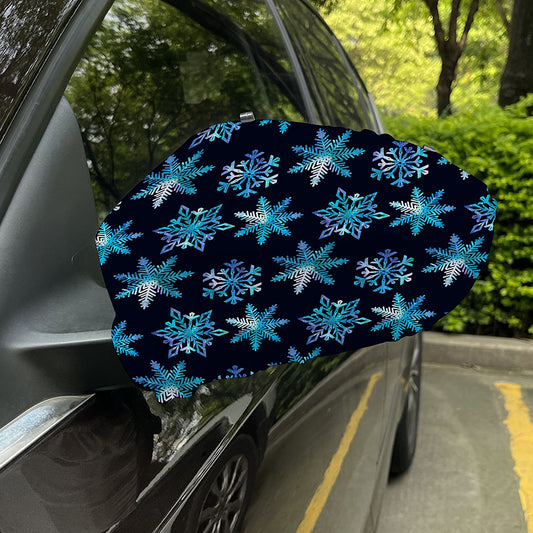 Turquoise Snowflake Pattern Print Car Side Mirror Covers