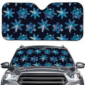 Turquoise Snowflake Pattern Print Car Windshield Sun Shade