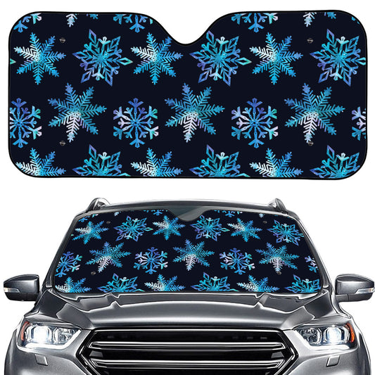 Turquoise Snowflake Pattern Print Car Windshield Sun Shade