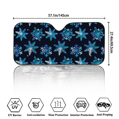 Turquoise Snowflake Pattern Print Car Windshield Sun Shade