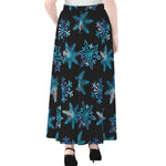 Turquoise Snowflake Pattern Print Chiffon Maxi Skirt