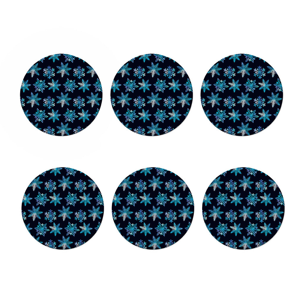 Turquoise Snowflake Pattern Print Coaster Set