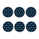 Turquoise Snowflake Pattern Print Coaster Set