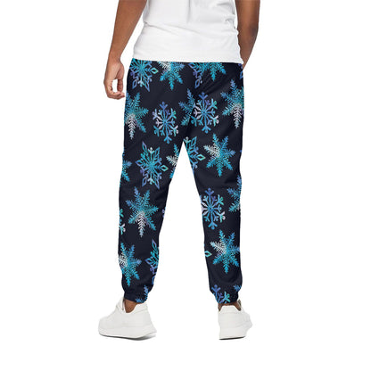 Turquoise Snowflake Pattern Print Cotton Pants