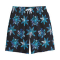 Turquoise Snowflake Pattern Print Cotton Shorts