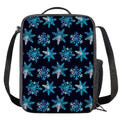 Turquoise Snowflake Pattern Print Crossbody Lunch Bag