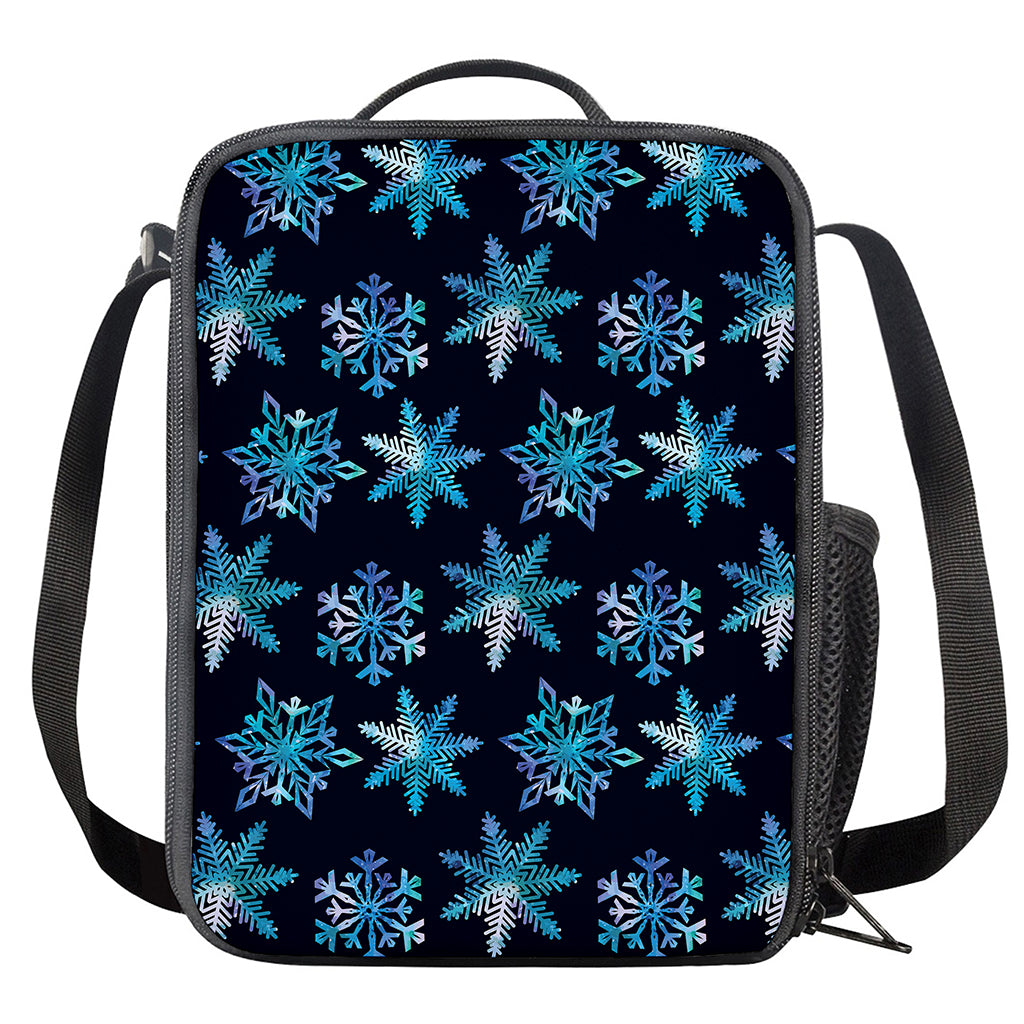 Turquoise Snowflake Pattern Print Crossbody Lunch Bag