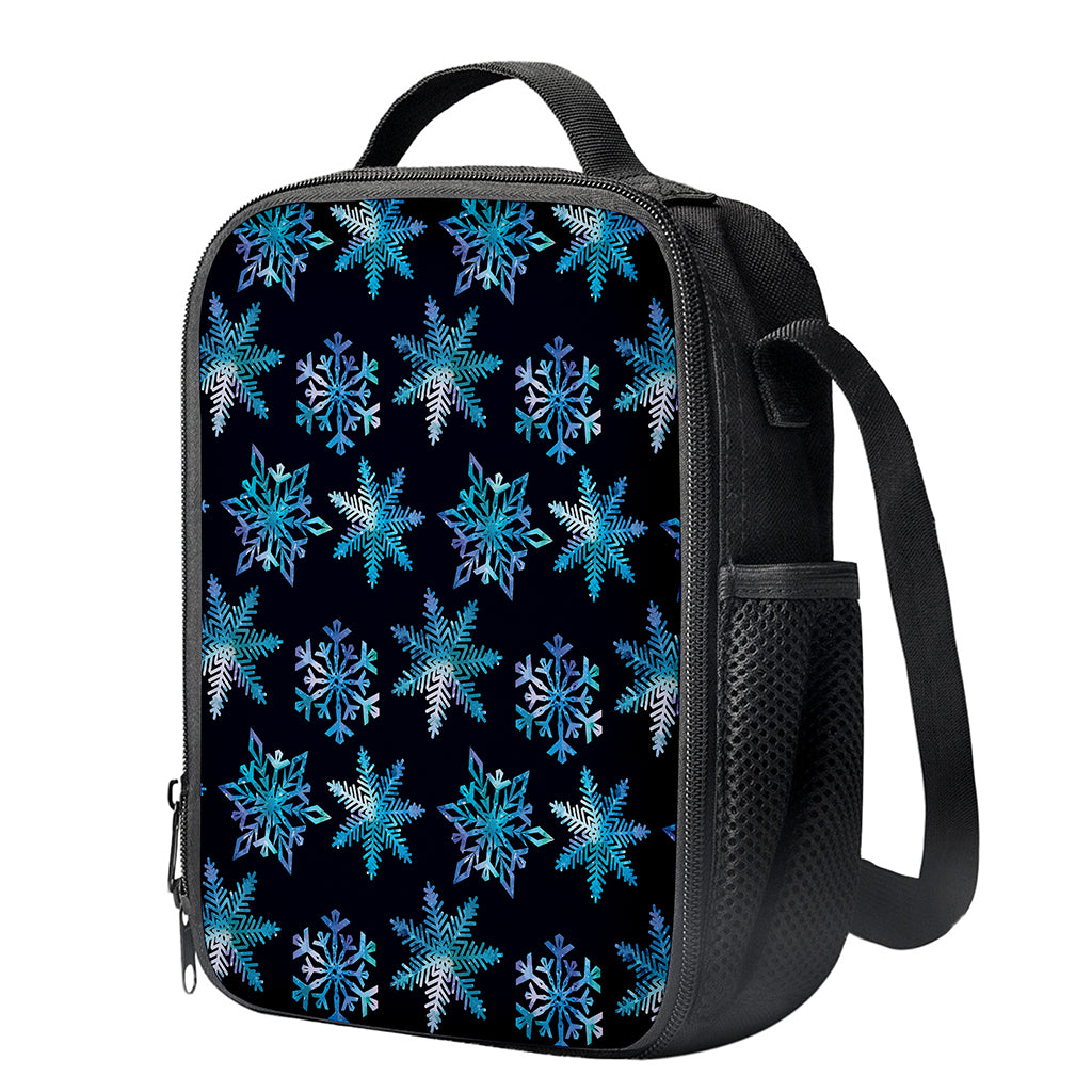 Turquoise Snowflake Pattern Print Crossbody Lunch Bag