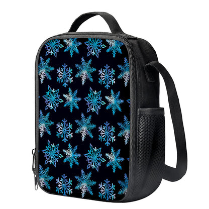Turquoise Snowflake Pattern Print Crossbody Lunch Bag