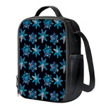 Turquoise Snowflake Pattern Print Crossbody Lunch Bag