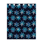 Turquoise Snowflake Pattern Print Curtain