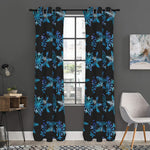 Turquoise Snowflake Pattern Print Curtain