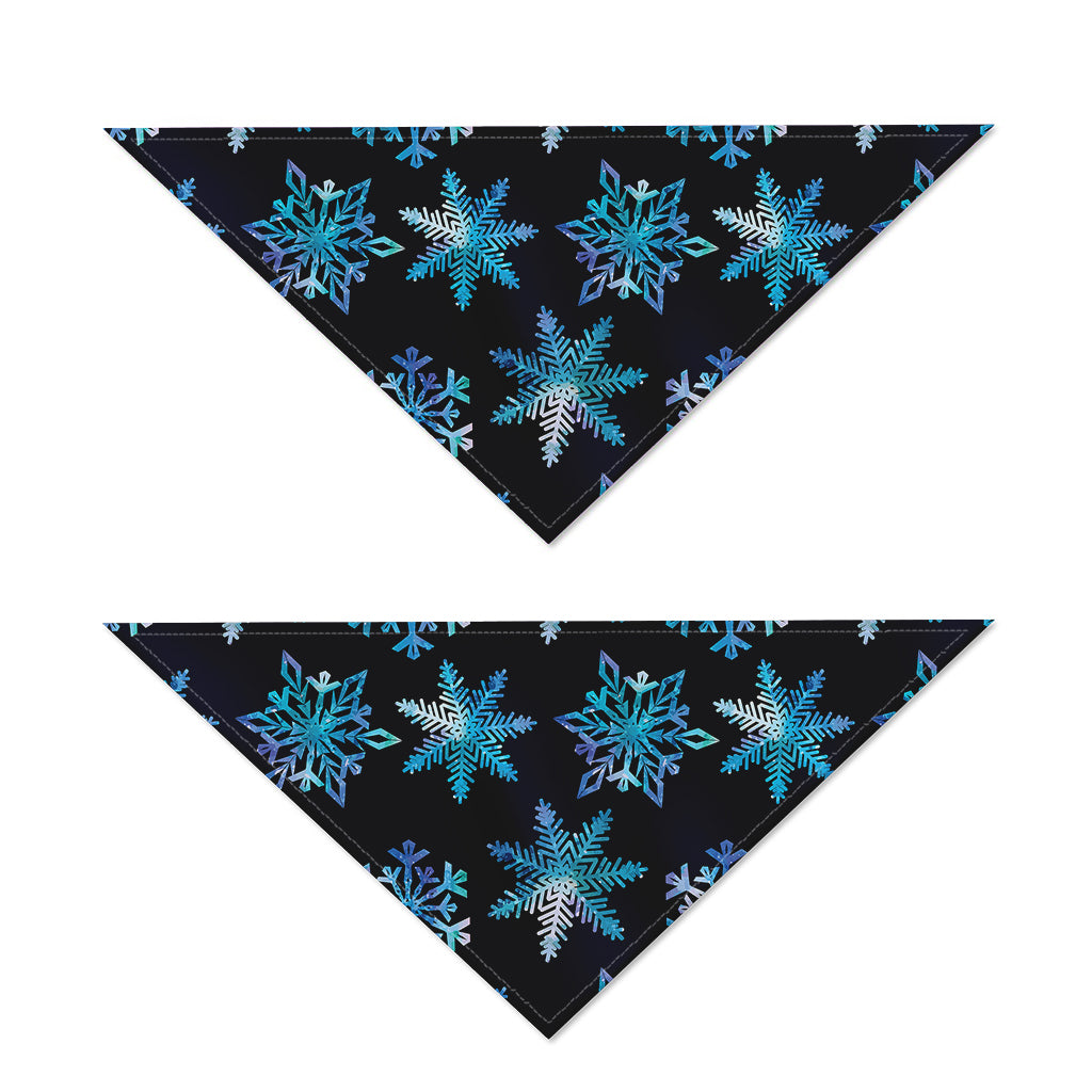 Turquoise Snowflake Pattern Print Dog Bandana