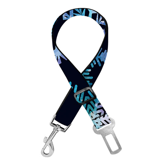 Turquoise Snowflake Pattern Print Dog Seat Belt