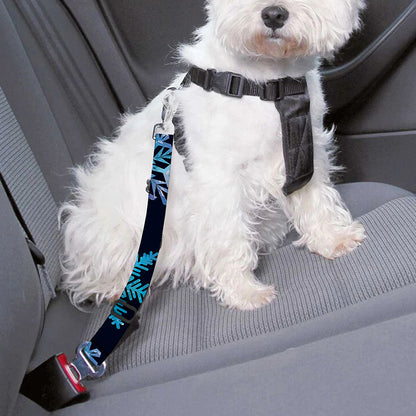 Turquoise Snowflake Pattern Print Dog Seat Belt