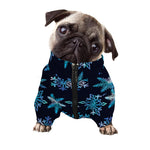 Turquoise Snowflake Pattern Print Dog Zip Up Jacket