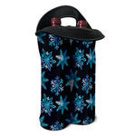 Turquoise Snowflake Pattern Print Double Neoprene Wine Tote