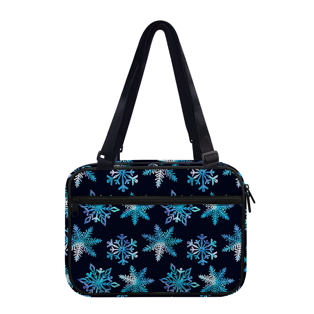 Turquoise Snowflake Pattern Print Double Strap Bible Bag