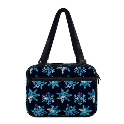 Turquoise Snowflake Pattern Print Double Strap Bible Bag