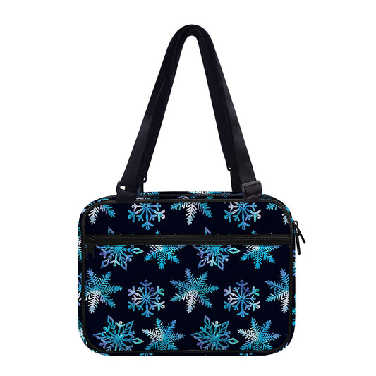 Turquoise Snowflake Pattern Print Double Strap Bible Bag