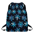 Turquoise Snowflake Pattern Print Drawstring Backpack