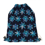 Turquoise Snowflake Pattern Print Drawstring Bag