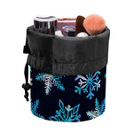 Turquoise Snowflake Pattern Print Drawstring Makeup Bag