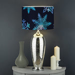Turquoise Snowflake Pattern Print Drum Lamp Shade