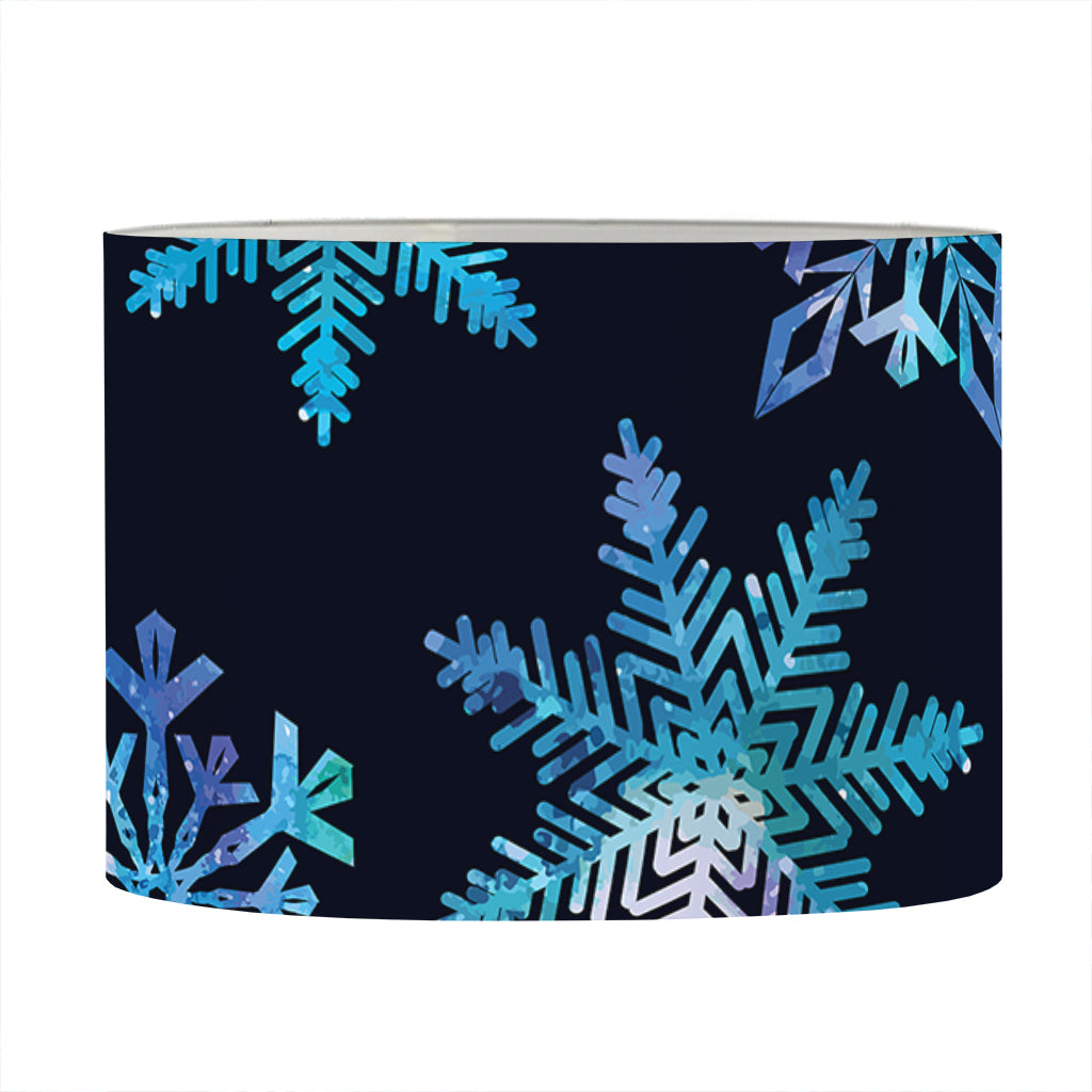 Turquoise Snowflake Pattern Print Drum Lamp Shade