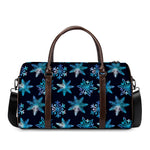 Turquoise Snowflake Pattern Print Duffle Bag