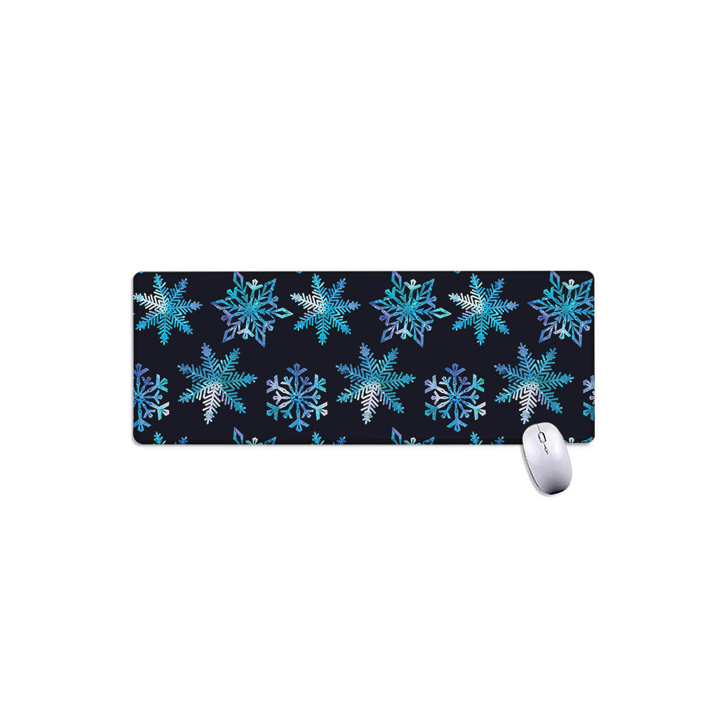 Turquoise Snowflake Pattern Print Extended Mouse Pad