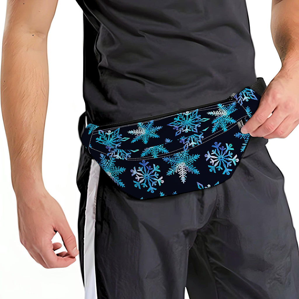 Turquoise Snowflake Pattern Print Fanny Pack