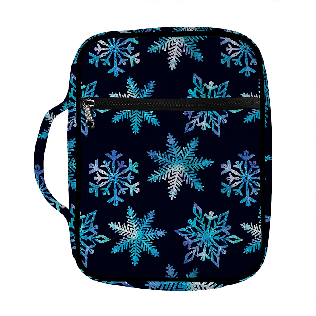 Turquoise Snowflake Pattern Print Front Pocket Bible Bag