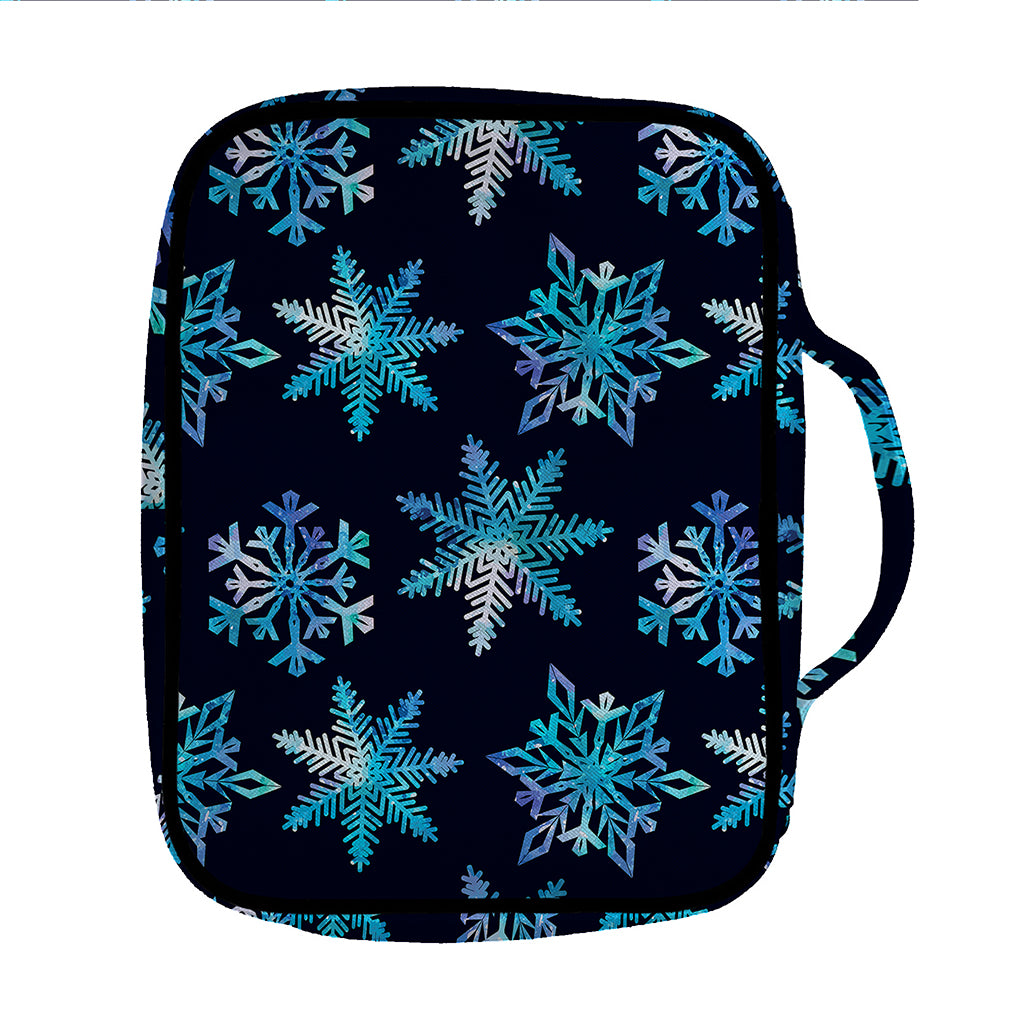 Turquoise Snowflake Pattern Print Front Pocket Bible Bag