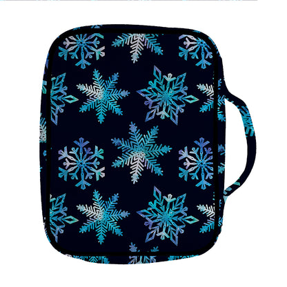 Turquoise Snowflake Pattern Print Front Pocket Bible Bag