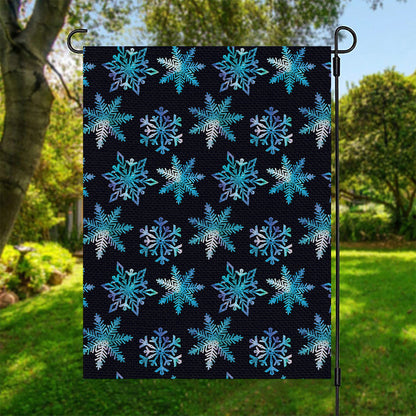 Turquoise Snowflake Pattern Print Garden Flag