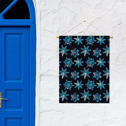 Turquoise Snowflake Pattern Print Garden Flag