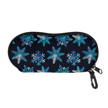 Turquoise Snowflake Pattern Print Glasses Case