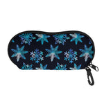 Turquoise Snowflake Pattern Print Glasses Case