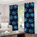 Turquoise Snowflake Pattern Print Grommet Curtains