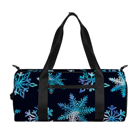 Turquoise Snowflake Pattern Print Gym Bag