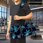 Turquoise Snowflake Pattern Print Gym Bag