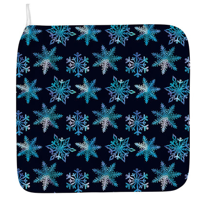 Turquoise Snowflake Pattern Print Hand Towel