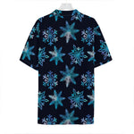Turquoise Snowflake Pattern Print Hawaiian Shirt