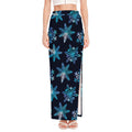 Turquoise Snowflake Pattern Print High Slit Maxi Skirt