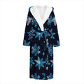 Turquoise Snowflake Pattern Print Hooded Bathrobe