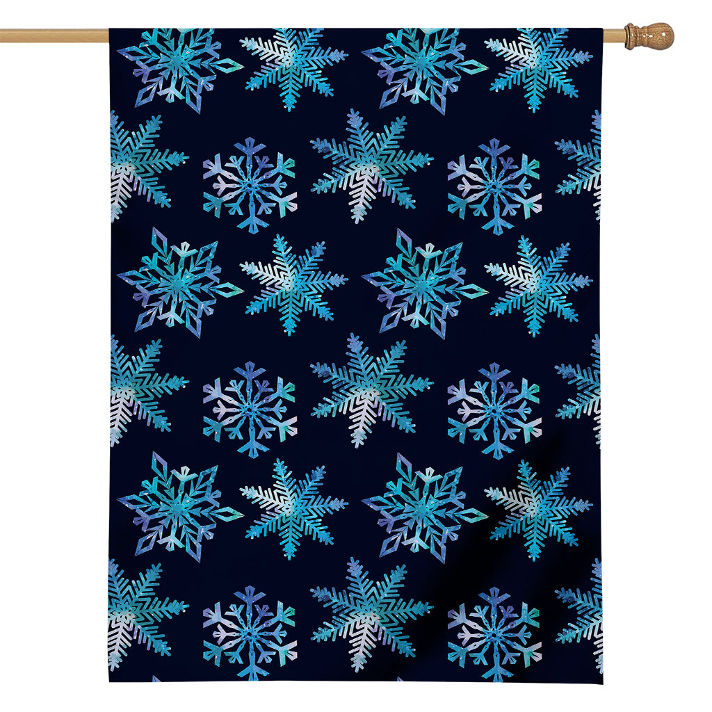 Turquoise Snowflake Pattern Print House Flag