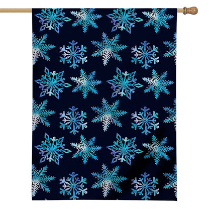Turquoise Snowflake Pattern Print House Flag