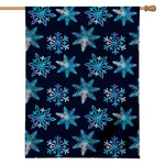 Turquoise Snowflake Pattern Print House Flag