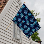 Turquoise Snowflake Pattern Print House Flag